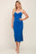 Royal Blue Color Blocked Side Slit Midi Dress