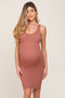Rust Rib Knit Sleeveless Maternity Dress