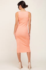 Peach Ribbed Racerback Midi Dress