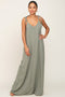 Light Olive Linen V-Neck Tie Strap Maxi Dress