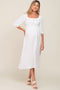Ivory Swiss Dot 3/4 Sleeve Maternity Midi Dress
