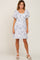 White Floral Print Smocked Ruffle Shoulder Dress