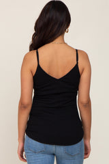 Black Ribbed Snap Button Maternity Cami
