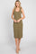 Olive Ribbed Button Front Midi Dress