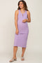 Lavender Sleeveless Ribbed Maternity Midi Dress