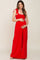 Red Sleeveless Smocked Wide Leg Maternity Jumpsuit