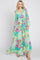 Turquoise Floral Side Cutout Maxi Dress