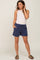 Navy Washed Cuffed Pocketed Maternity Shorts