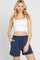 Navy Washed Cuffed Pocketed Shorts