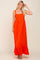 Red Orange Front Button Sleeveless Maxi Dress