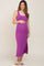 Purple Ribbed Side Slit Maternity Midi Dress