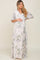 Mint Green Floral Chiffon Double V-Neck Smocked Waist Front Slit Maternity Maxi Dress