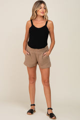 Taupe Gauze Double Layered Maternity Shorts