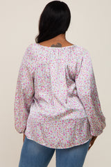 White Micro Floral Plus Blouse