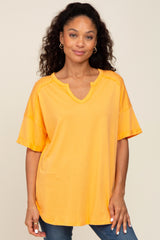 Orange Oversized V-Neck Cuffed Short Sleeve Maternity Tee