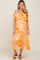 Orange Floral Flounce Off Shoulder Maternity Midi Dress