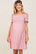 Mauve Swiss Dot Off Shoulder Maternity Dress