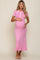 Pink Collared Knit Maternity Midi Dress