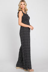 Black Smocked Off Shoulder Jumpsuit