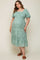 Mint Green Floral Textured Tiered Maternity Plus Midi Dress