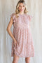 Pink Floral Chiffon Tiered Dress
