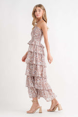 Dusty Pink Print Maxi Dress