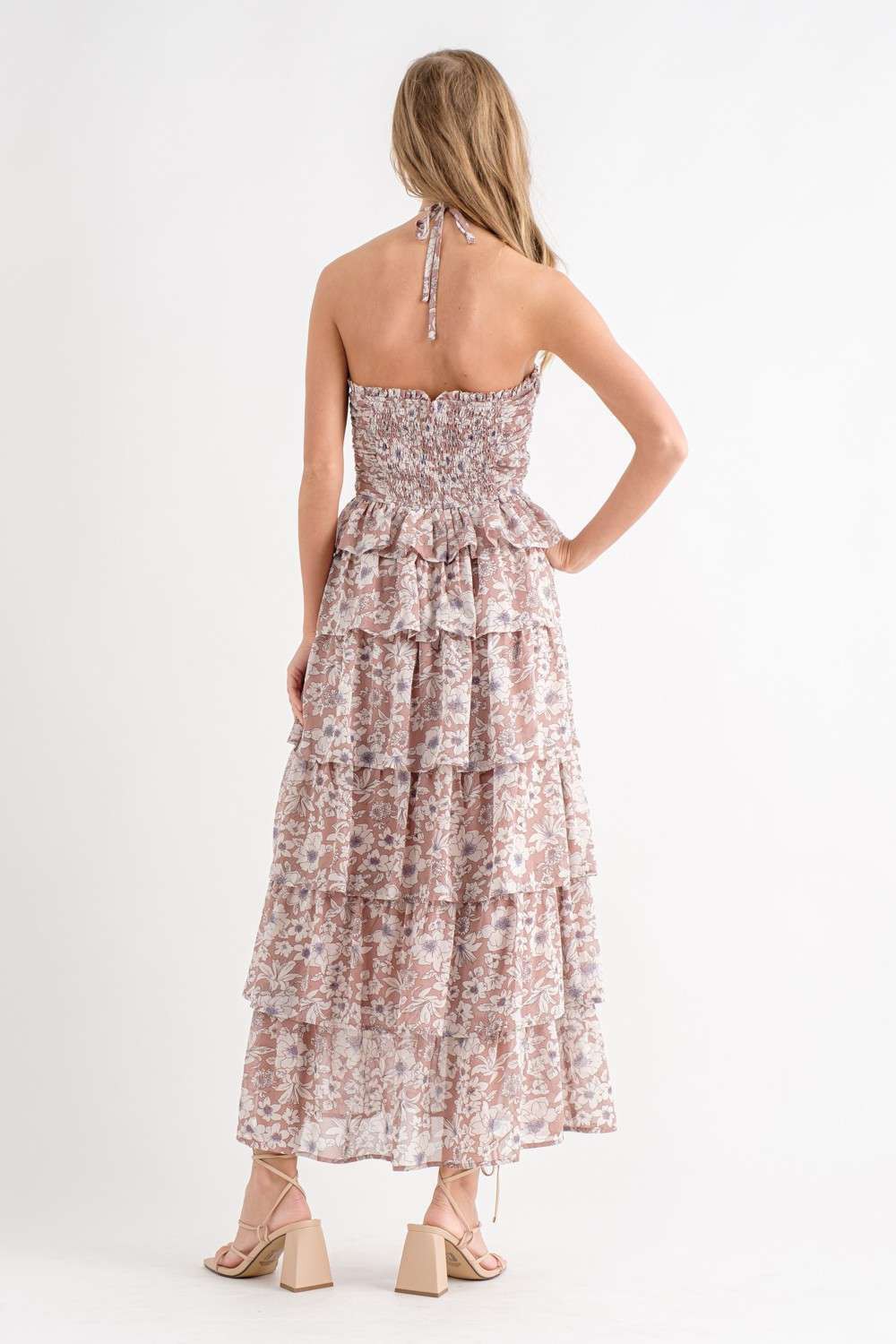Dusty Pink Print Maxi Dress