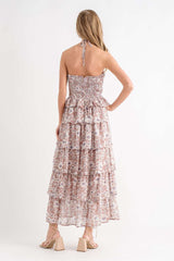 Dusty Pink Print Maxi Dress