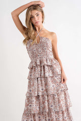 Dusty Pink Print Maxi Dress