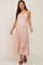 Light Pink Floral Halter Tie Open Back Maternity Midi Dress