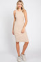 Beige Sleeveless Fitted Dress