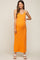 Orange Ribbed Sleeveless Maternity Maxi Dress
