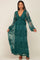 PinkBlush Emerald Green Lace Mesh Overlay Long Sleeve Maxi Dress