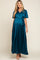 Teal Satin Wrap Maternity/Nursing Dress