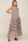 Pink Floral Chiffon Sleeveless Maternity Maxi Dress