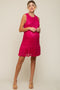 Fuchsia Sequin Sleeveless Ruffle Hem Maternity Dress