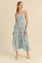 Blue Smocked Midi Dress