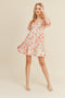 White Coral Floral Floral Puff Sleeve Babydoll Mini Dress