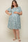 Mint Green Floral Tiered Short Sleeve Maternity Plus Midi Dress