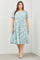 Mint Green Floral Tiered Short Sleeve Plus Midi Dress