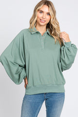 Sage Collared Button Maternity Pullover