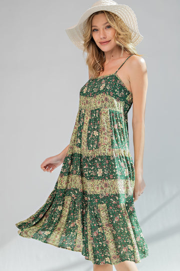 Green Printed Cami Dress