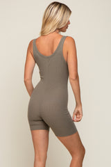 Olive Sleeveless Ribbed Bodysuit