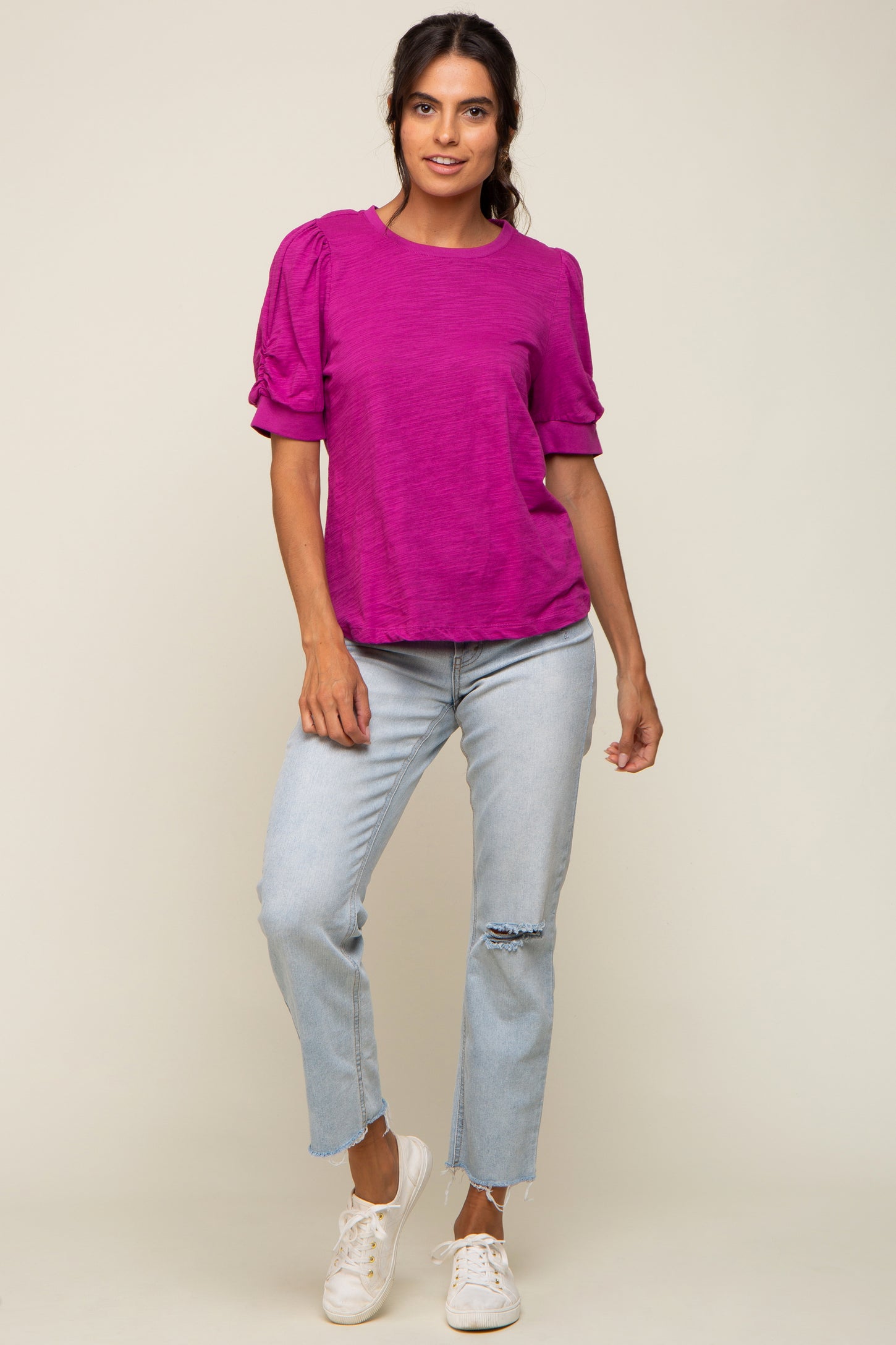 Fuchsia Puff Sleeve Top