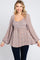 Rust Floral Smocked Front Tie Long Sleeve Top