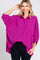 Magenta Button Down 3/4 Sleeve Top