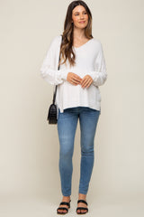 Ivory Knit V-Neck Long Sleeve Maternity Top