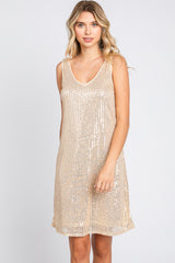 Gold Sequin Sleeveless Maternity Dress
