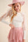 White Rib Knitted Organza Puff Sweater Top