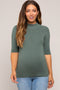 Olive Mock Neck Short Sleeve Knit Maternity Top